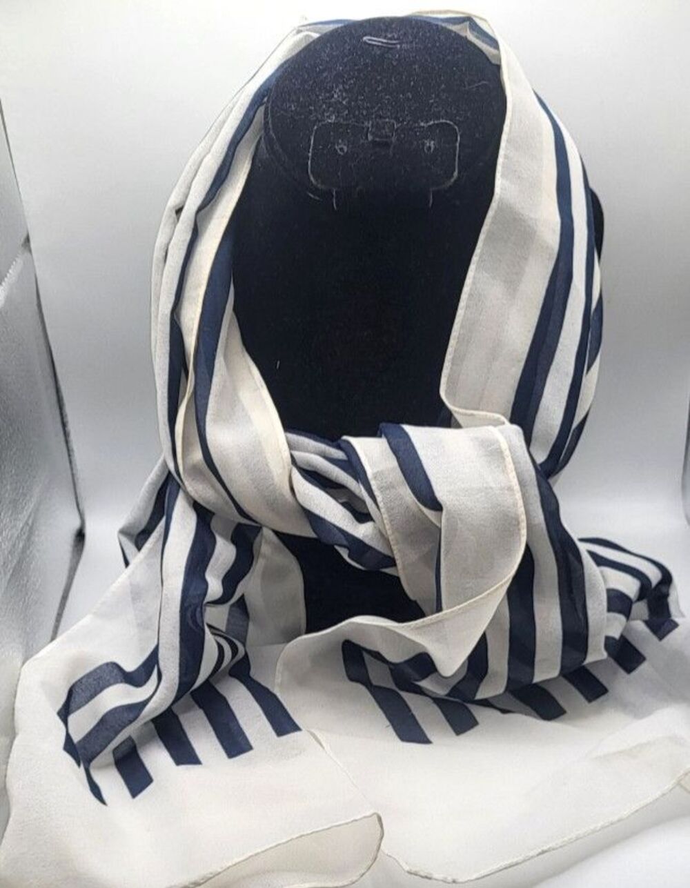 Vintage 60s Crepe Silk Scarf Striped 50in by 11in